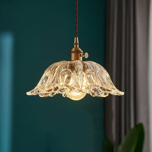 Lustre rétro en verre suspension décorative E27 plafonnier porche - 6