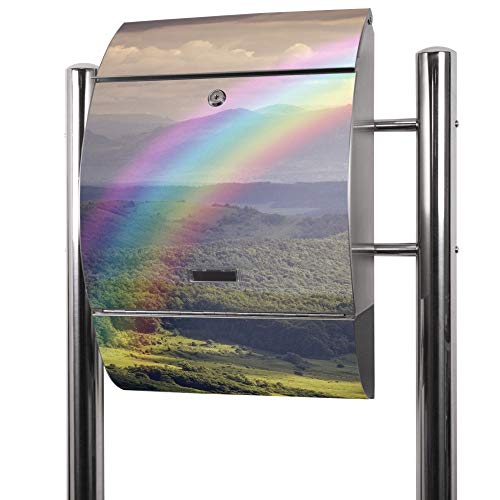 banjado® Standbriefkasten Edelstahl mit Zeitungsfach Motiv Nach Dem...