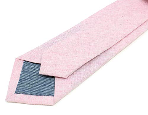 Image of Men's Chambray Cotton Skinny Necktie Tie Textured Distressed Style - 2.5 inch Width