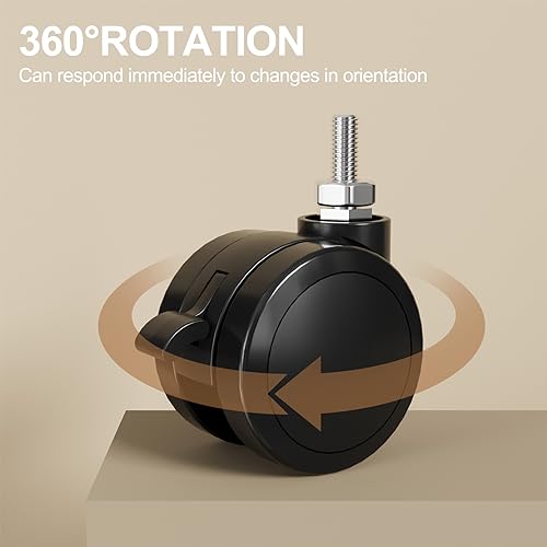 Joy Worker JW-WH-B Lockable Stem Caster Wheels Set Of 4, Metric M8 Nylon Threaded Swivel Caster thumb #8