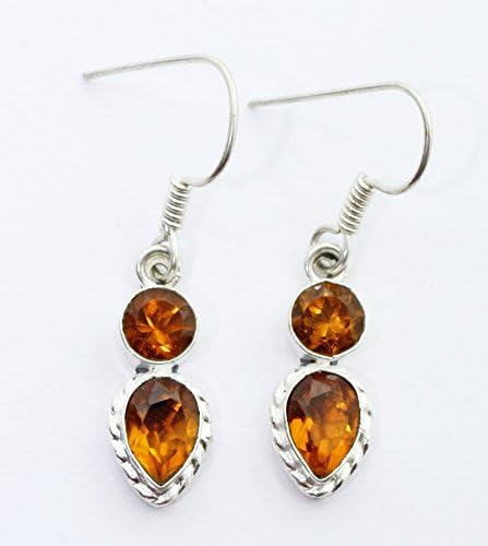Appealing .925 Sterling Silver Overlay Earrings with Genuine Citrine Gemstones