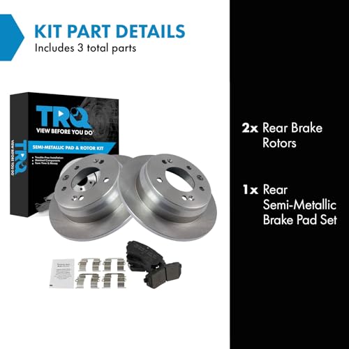 Image of TRQ Rear Brake Pad and Rotor Set Semi Metallic Solid Rotors | For 2010-2015 Hyundai Tucson Front Wheel Drive 2011-2016 Kia Sportage Front Wheel Drive