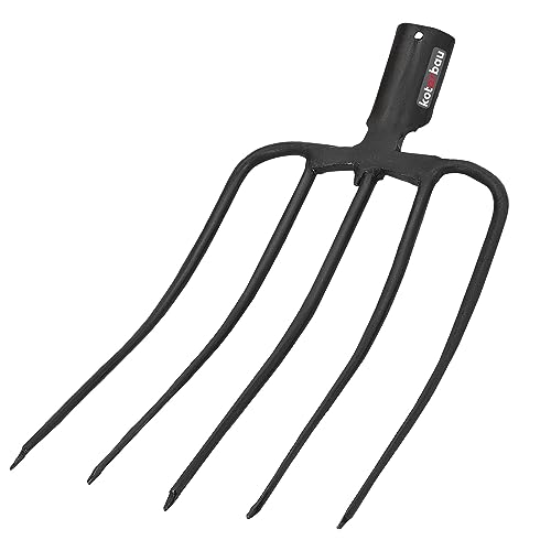 KOTARBAU® Horca de acero con 5 Dientes, Horca de jardín para compost, estiércol, Horca sin mango, Horca para airear Suelos, Horca para ablandar la Tierra y airear el compost, Horca Agrícola para campo