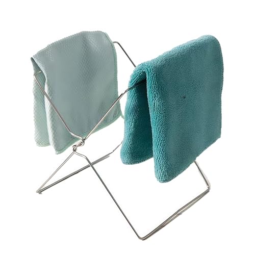 Image of SUPKID Grocery Bag Holder-Stainless Steel Foldable - Ideal for Kitchen Office and Outside -Garbage Support Rack with Towel Hanging Rod -Large, silvery