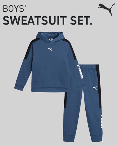 PUMA Toddler Boys Sweatsuit - 2 Piece Lightweight Soft Fleece Pullover Toddler Hoodie & Boys Jogger Pants (Size: 2T-7)2