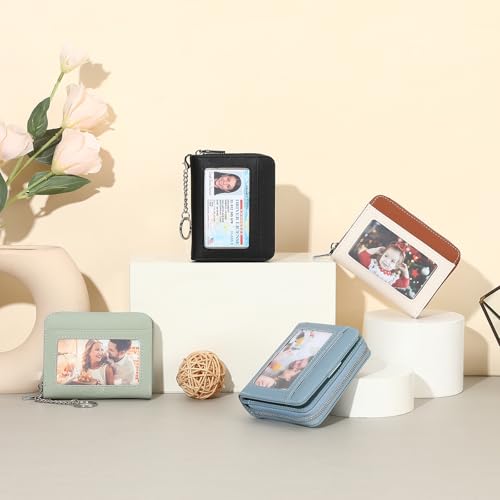 Image of GAEKEAO Wallet Women RFID Blocking Leather Credit Card Holder Compact Small Womens Wallet with ID Window Zipper Coin Pocket