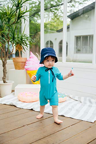 Image of VAENAIT BABY Zip & Snap Rash Guard Swimsuit, UPF 50+ One-Piece Long Sleeve Swimwear, Quick Dry Infant Beach Suit for 0~2T