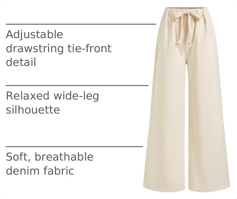 Image of CIDER Drawstring Baggy Jeans Women Mid Waisted Wide Leg Jeans with Pockets