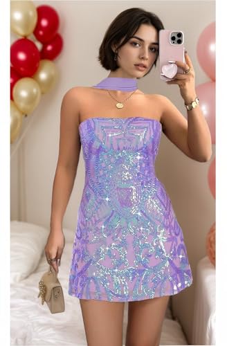 Sequin Homecoming Dresses for Teens Short Prom Gown Tight Cocktail Party Dress with Scarf2