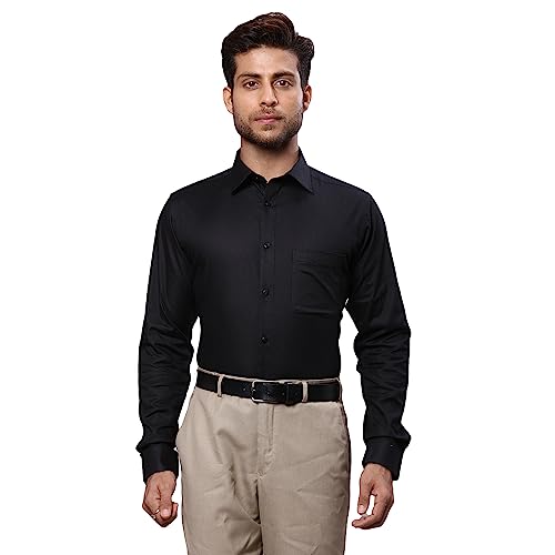 Image of Raymond Men's Pure Cotton Solid Pattern Slim Fit Semi Cutaway Collar Full Sleeve Formal Shirt