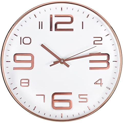 Outpicker Wall Clock Silent Non Ticking Clock 12 Inch Battery Operated Wall Clocks for Living Room Modern Bedrooms Office Kitchen Clock (Rose gold-3D) Cover