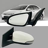Left Driver Side Mirror Compatible With Toyota Corolla 2014-2018 With Heated Turn Signal Light Power Glass 7-Pins White