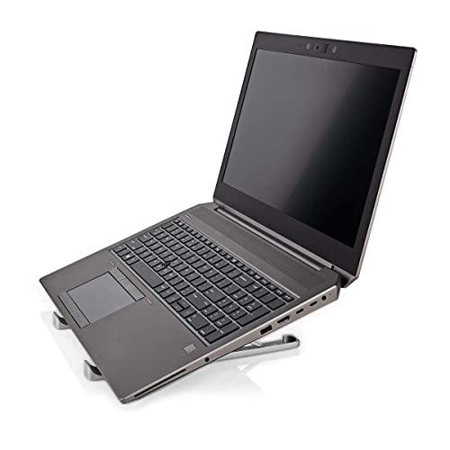 NEDIS Laptop Stand, Portable Desk Riser with Ergonomic Foldable Design and 6 Adjustable Height Levels, Ventilated Cooling for 5-17” Laptop Tablet Notebook Smartphone Holder | Aluminum | Silver - Image 4