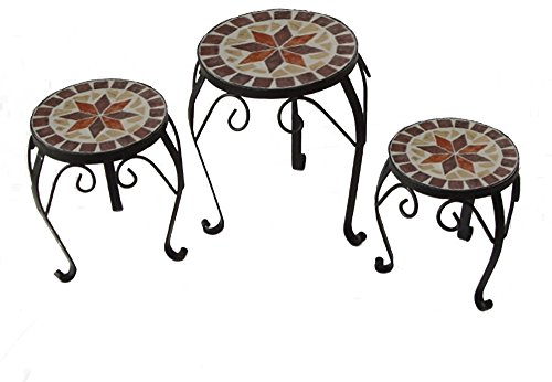 Benelando 3er Set Blumenhocker Beistelltisch Gartentisch Blumentisch Blumenständer Blumen (Rund) – Bild 3