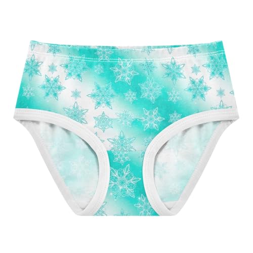 Joisal Winter Turquoise White Snowflakes Cute Panties Girl Girls Underwear Toddler Cotton Fancy Kids Briefs Undies 2t