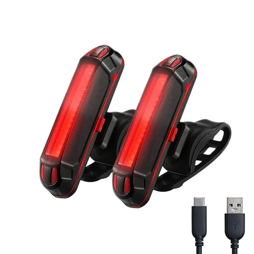 BYKING Rear Bike Light USB-C Rechargeable Bike Helmet Light 6 Lighting Modes and Waterproof Long Lasting Battery Back Light For Bicycle MTB Helmet Scooter Bag 2x Bicycle Light Rear.