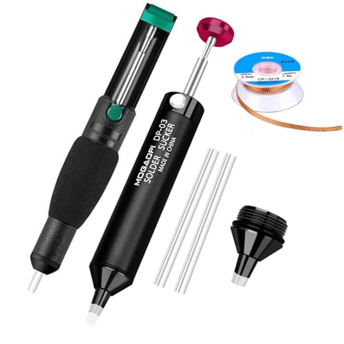 Image of Solder Sucker Desoldering Pump with Spare nozzle, Desoldering Wick, Vacuum Pump Solder Remover Tool for Electronics Repair