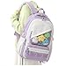 Schulrucksack Mädchen Lila Teenager - Ästhetischer Rucksack Violett Pastell mit Transparentem Fach, Großer Japanischer Anime Daypack für Schule & Uni, Kawaii Style, Viele Fächer, School Backpack Girls