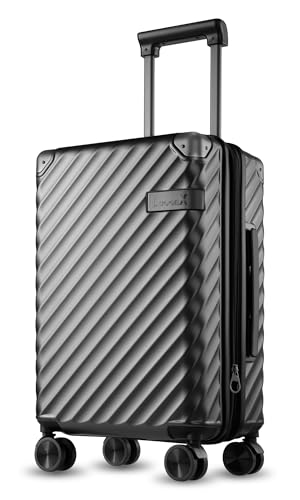 LUGGEX Carry On Luggage 22x14x9 Airline Approved - 100% Polycarbonate Expandable Hard Shell Suitcase with Spinner Wheels (Black, 20 Inch)