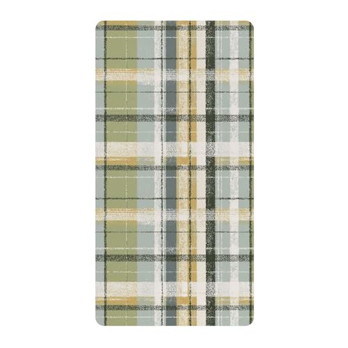 Olive Green Plaid Pattern Crib Sheets for Baby Boys Girls