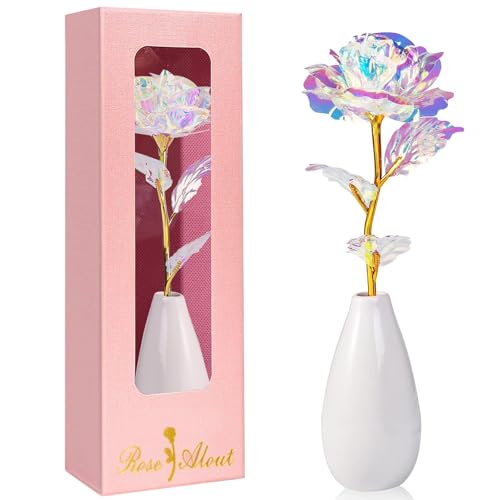 EGEKTBH Mothers Day Galaxy Rose Gifts for Mum, Forever Rose with Vase for Mum Her Grandma Girlfriend, Galaxy Flower Present for Valentines Mothers Day Wedding Anniversary Christmas