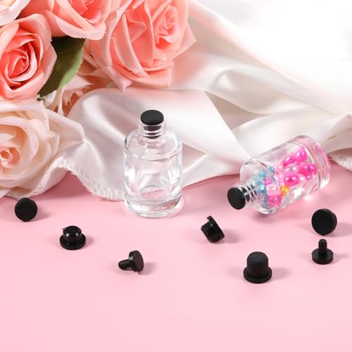 Image of 50PCS 5 Sizes Silicone Hole Plug Black Round Rubber Stopper High Temp T Shaped Plug Waterproof Button Tube End Cover Soft Flexible Plugs for 4-9.5mm Inner Diameter Hole Bottles