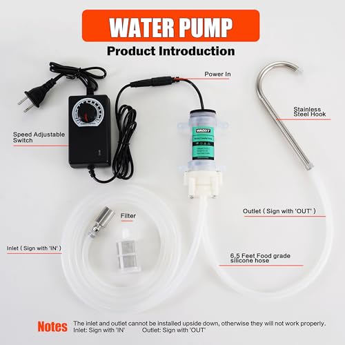 Image of Food Grade Self Priming Water Transfer Pump for Coffee machine /ice Maker, 110V Electric Pump with Speed Control with13ft Hose,Diaphragm Pump for Home Brewing Wine /Beer /Beverage,2L /min,Low Noise
