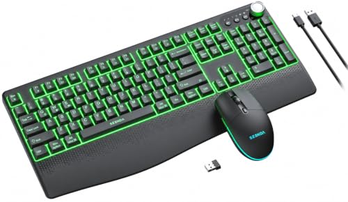 seenda Wireless Bluetooth Keyboard Mouse Combo, 12 Backlit Modes, Ergonomic