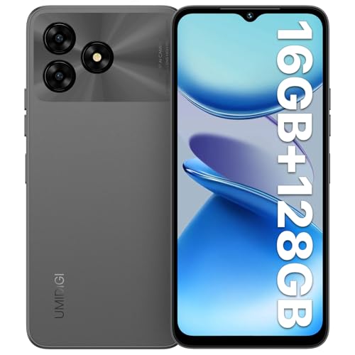 UMIDIGI 50MP Smartphone Ohne Vertrag, 16GB+128GB Android Handy, 6,6 Zoll HD+Display Phone, 5000mAh, Octa Core 4G Dual SIM-Free & Unlocked Mobile Phones, Fingerabdruck/Face ID/OTG/GPS (Grau)