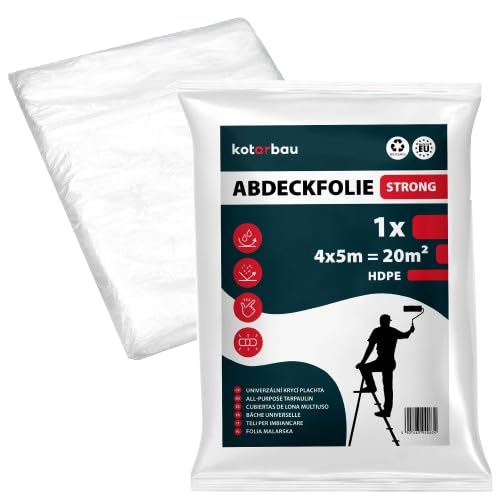 KOTARBAU® Malerfolie - Abdeckfolie - 4 x 5 m - Malervlies - Abdeckplane - Bauschutzfolie - Robust - Transparent