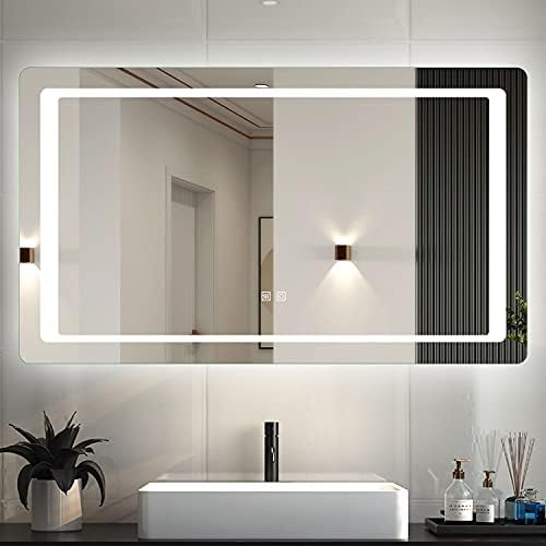 BYB Bathroom Mirror with Lights,700x500mm with Demister Pad,IR Motion Sensor Touch IP44 Rated