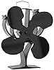 VODA Wood Stove Fan New Designed 4 Blades Heat Powered Fans for Wood Burning Stoves/Log Burner/Fireplace(Black)