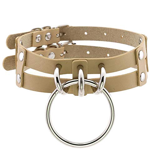 TONGDAUR Monili di Cuoio Choker Oversize Collana Sexy Harajuku Collare Bondage Gotica Collana Punk del Partito del randello (Metal Color : Nude, Size : Gratuito)