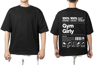 Black oversize Youth shirt back art over size TEXT job work (gym girly) 31