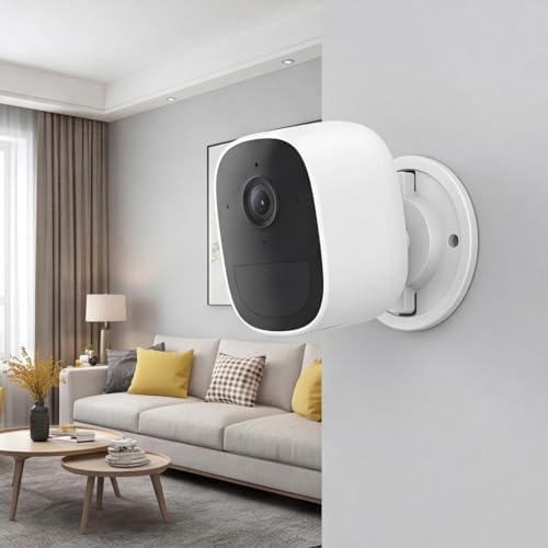 Image of CCTV Camera Holder, Wall Mount Stand for Home Surveillance, Drill-Free Installation for Renters, White Plastic Material with 56mm Dimensions