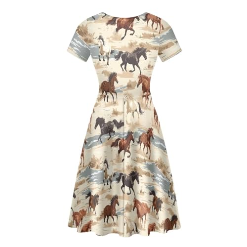 Image of Biyejit Women's Summer Casual Short Sleeve T-Shirt Swing Dress Crew Neck Plus Size S-4XL