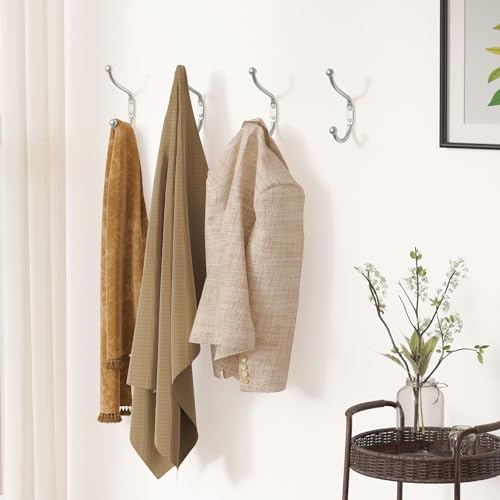 Josmimic WALL HOOK RACK Silver Coat Hooks For Wall Hanging - Coat Hooks Wall Mount, Wall Hooks For Hanging Heavy Duty, Metal Rustic Hooks, Chrome Hooks For Clothes, Backpack, Towel thumb #5