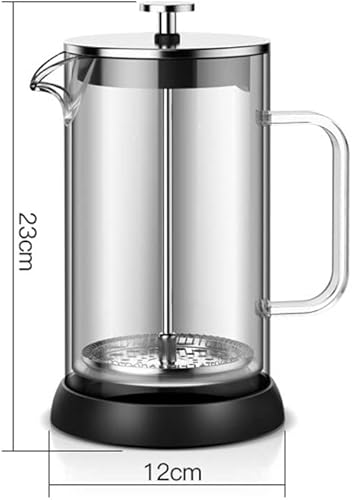 Miniatura 7 de Cafetera de prensa francesa, sistema de filtración de 3 niveles de vidrio resistente al calor, tetera de vidrio de borosilicato, tetera de vidrio