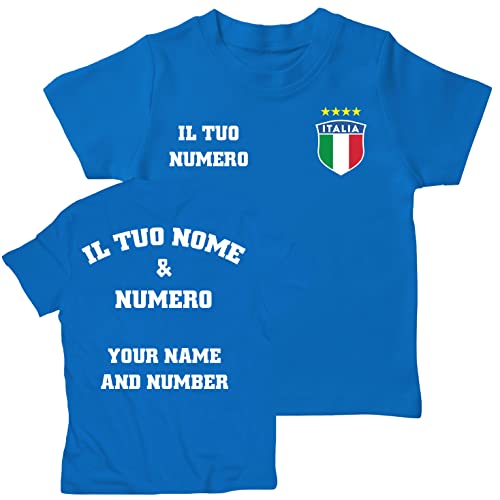 lepni.me Italy Soccer Kid’s Shirt, Italian Football Lover Gift, Your Name & Number, European Championship World Cup 2022