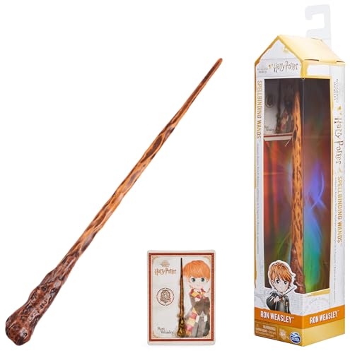 Wizarding World Harry Potter - Authentischer Ron Weasley Zauberstab aus Kunststoff mit Zauberspruch-Karte, ca. 30,5 cm, Spielzeug für Kinder ab 6 Jahren, Fanartikel