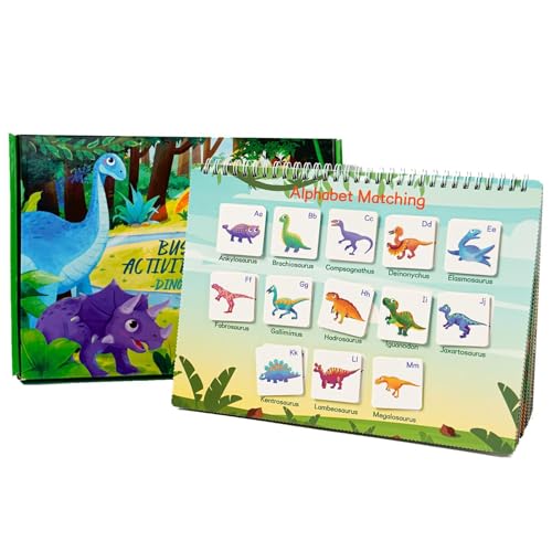 Libro impreso para niños, libro de impresión de dinosaurios para niño pequeño | Temas de dinosaurios Tren Juguetes sensoriales - Actividades de aprendizaje preescolar Juguetes para el hogar, tren