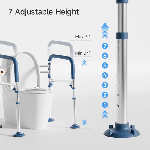 Toilet Safety Rail, höhenverstellbarer Toilettenrahmen, breitenverstellbare Toilettengriffe, faltbarer Toilet Rail – bietet Unterstützung für Senioren, Schwangere und Behinderte