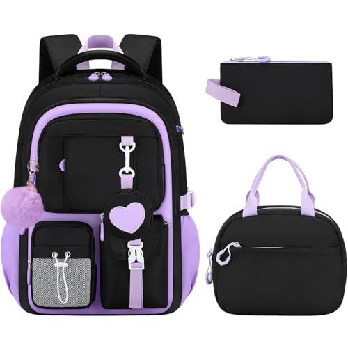 Amythe Schulrucksack Mädchen 3 Teilig, Schulranzen Kawaii 3. bis 7. Klasse...