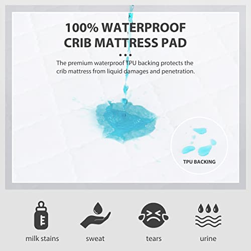 Image of Waterproof Mattress Protector Rayon Bamboo Fitted Sheet for 5-18 inches Crib x 2 40% Rayon Bamboo,60% Polyester