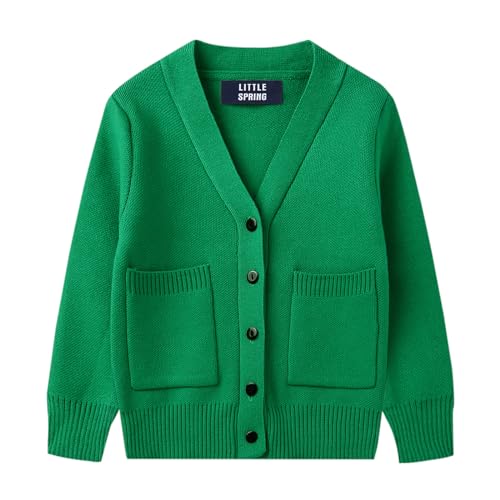LittleSpring Boys Sweater Cardigan V-Neck Button Down Knit