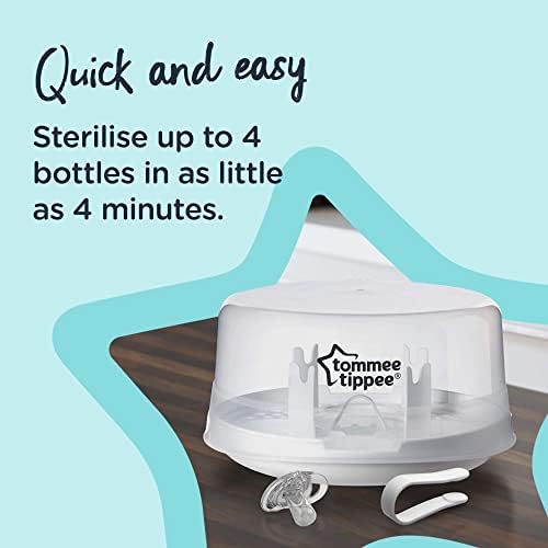 Tommee Tippee Microwave Travel Steam Baby Bottle Sterilizer - Sterilize 4 Bottles at Once in 4-8 Minutes - BPA Free