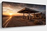 JILLICK Abandoned Desert Gas Station Framed Canvas Wall Art for Office Item...