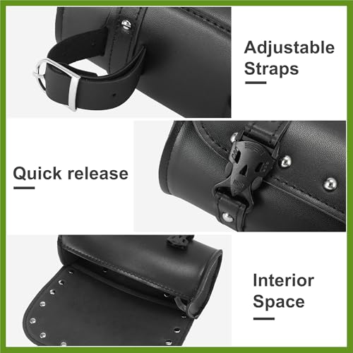 Bolsa de Herramientas para Manillar de Horquilla Universal para Motocicleta, Bolso de Almacenamiento Impermeable de Cuero Sintético Negro miniatura 5