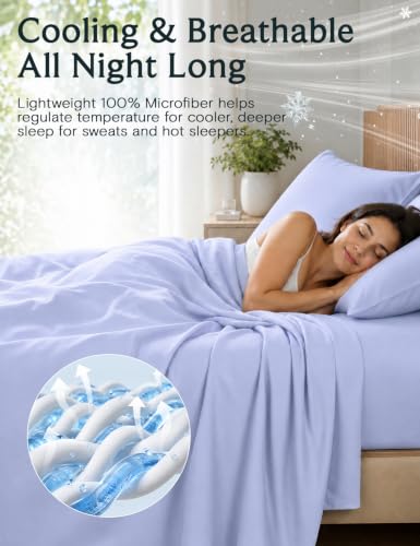 Image of Full Size Sheets, Cooling & Soft Deep Pocket Bed Sheet Set, 4PC
