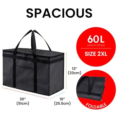 Image of NZ home Insulated Bags for Food Delivery (2XL) Grocery Shopping Cooler Bag, Pizza Delivery, Hot & Cold Catering Tote, Reusable, Foldable & Heavy Duty (Blue)
